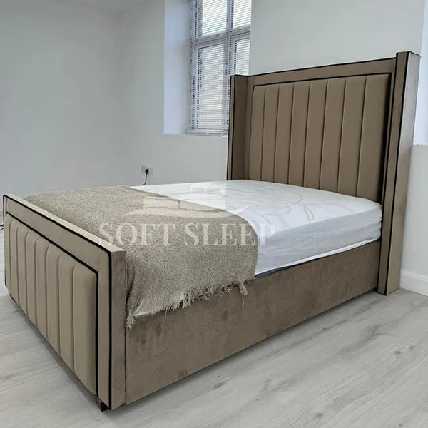 Lyla Soft Wingback Panel Bedframe With Storage Options