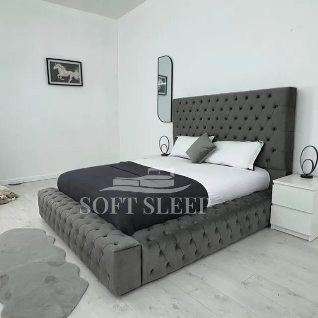 Midnight Royal Ambassador Chesterfield low Bed Frame With Storage Opti ...