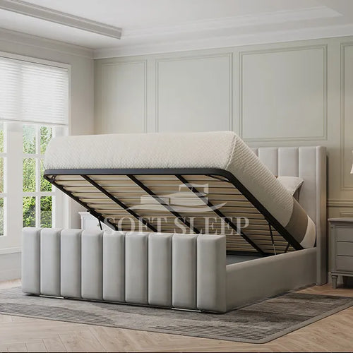 Zoe Full Panel Wingback Bed Frame With Storage Option